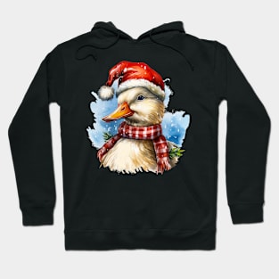 Duck Celebrate Christmas Wear Santa Hat Hoodie